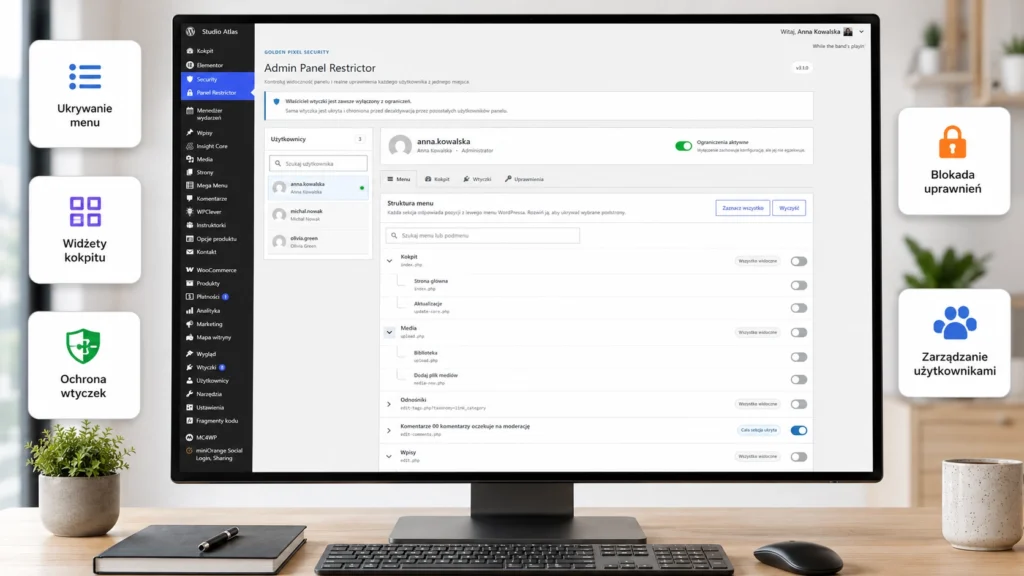 Admin Panel Restrictor screen02 1 Jak bezpiecznie udostępnić stronę i panel WordPress klientowi lub pracownikowi? - Pobierz wtyczkę